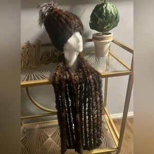 🔥GENUINE MINK FUR BEANIE AND SCARF SET‼️